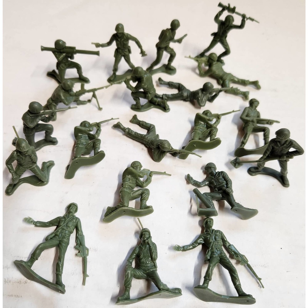 1950s Lido Plastic Green Army Men 3 Inch‎ Lot of 20 Figures Soldiers WWII Toy *5